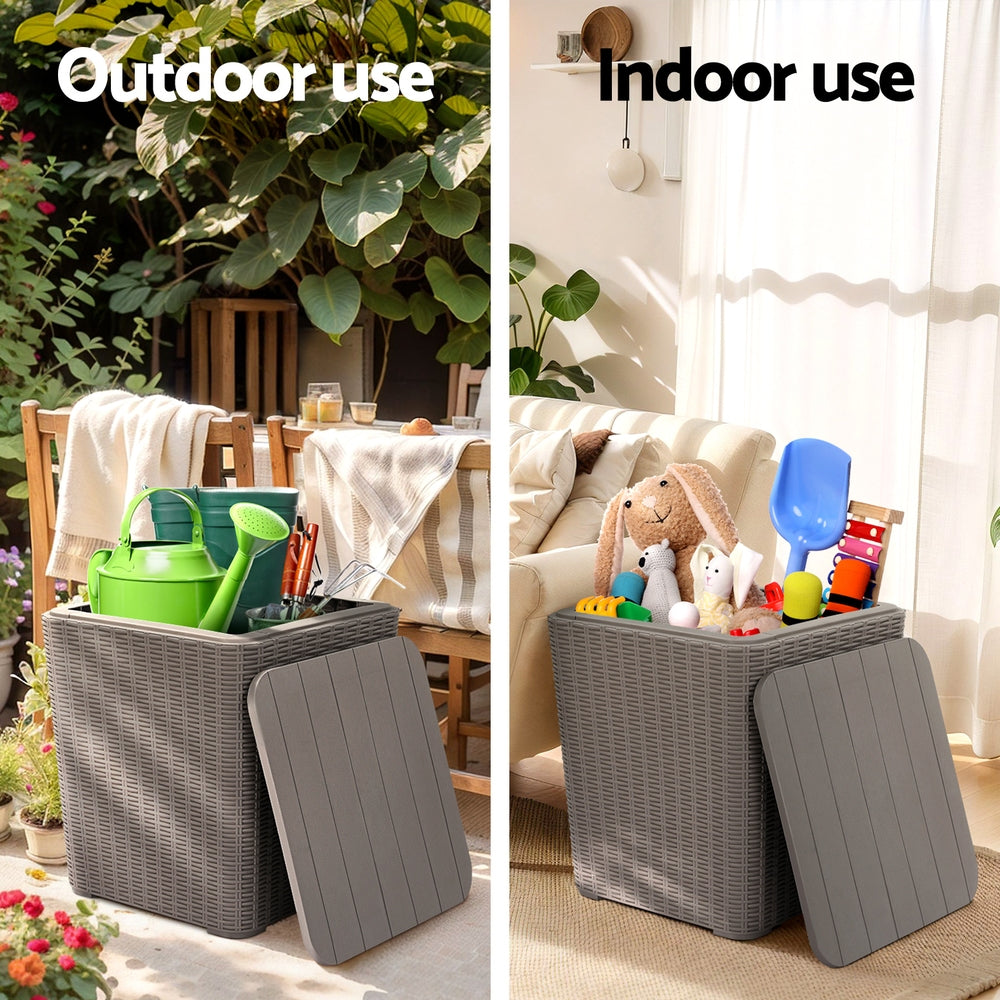 Gardeon Outdoor Storage Box 43L Container Side Table Garden Bench Tool Sheds