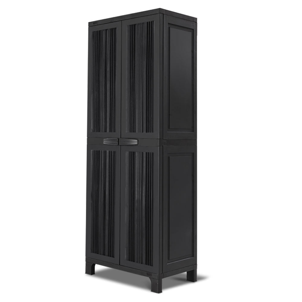 Gardeon Outdoor Storage Cabinet Lockable Tall Garden Sheds Garage Adjustable Black 173CM - Newstart Furniture