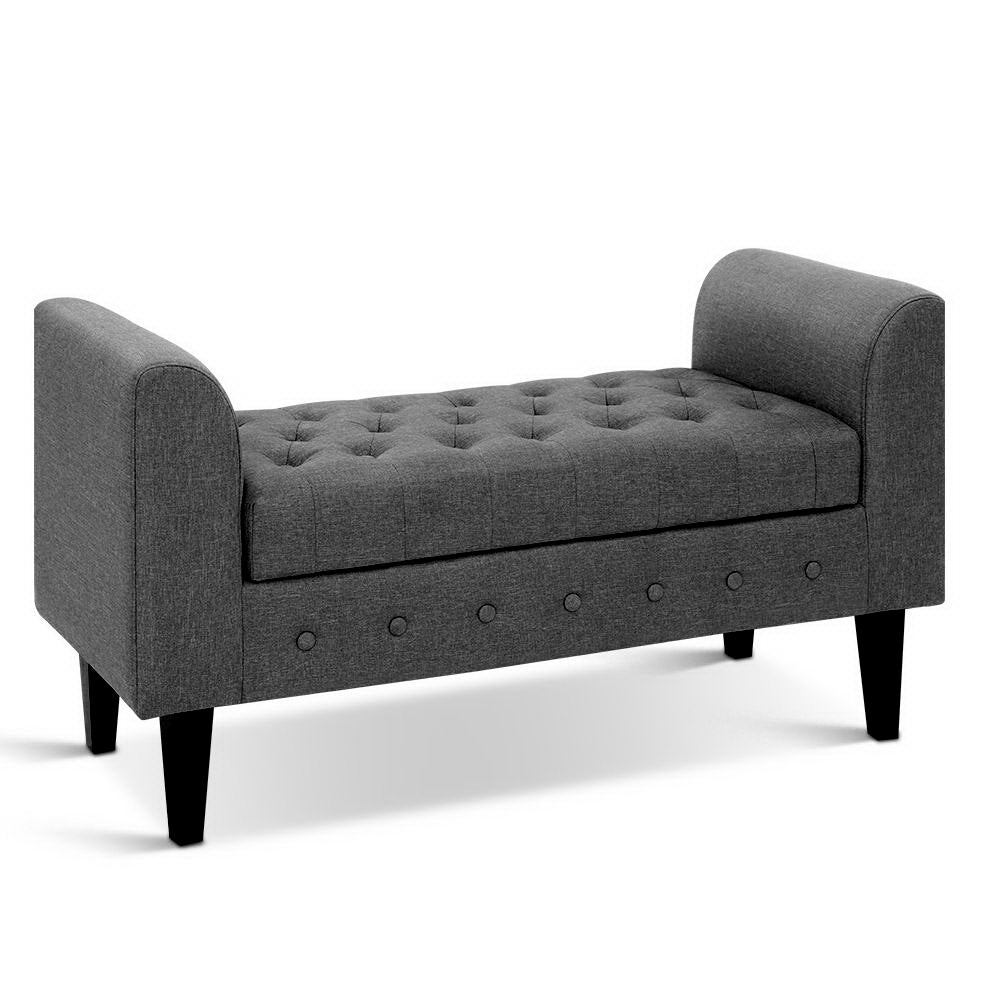 Artiss Fabric Storage Ottoman - Grey - Newstart Furniture