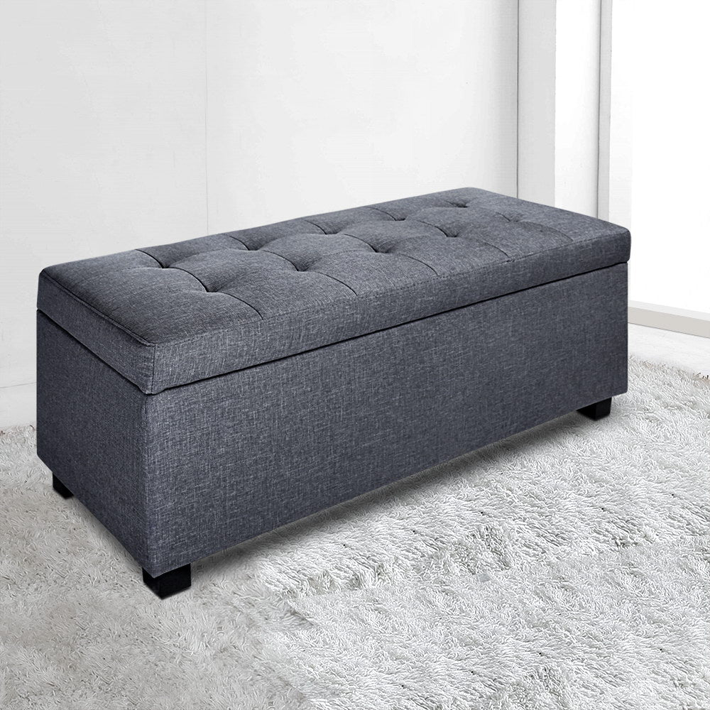Artiss Large Fabric Storage Ottoman - Grey - Newstart Furniture