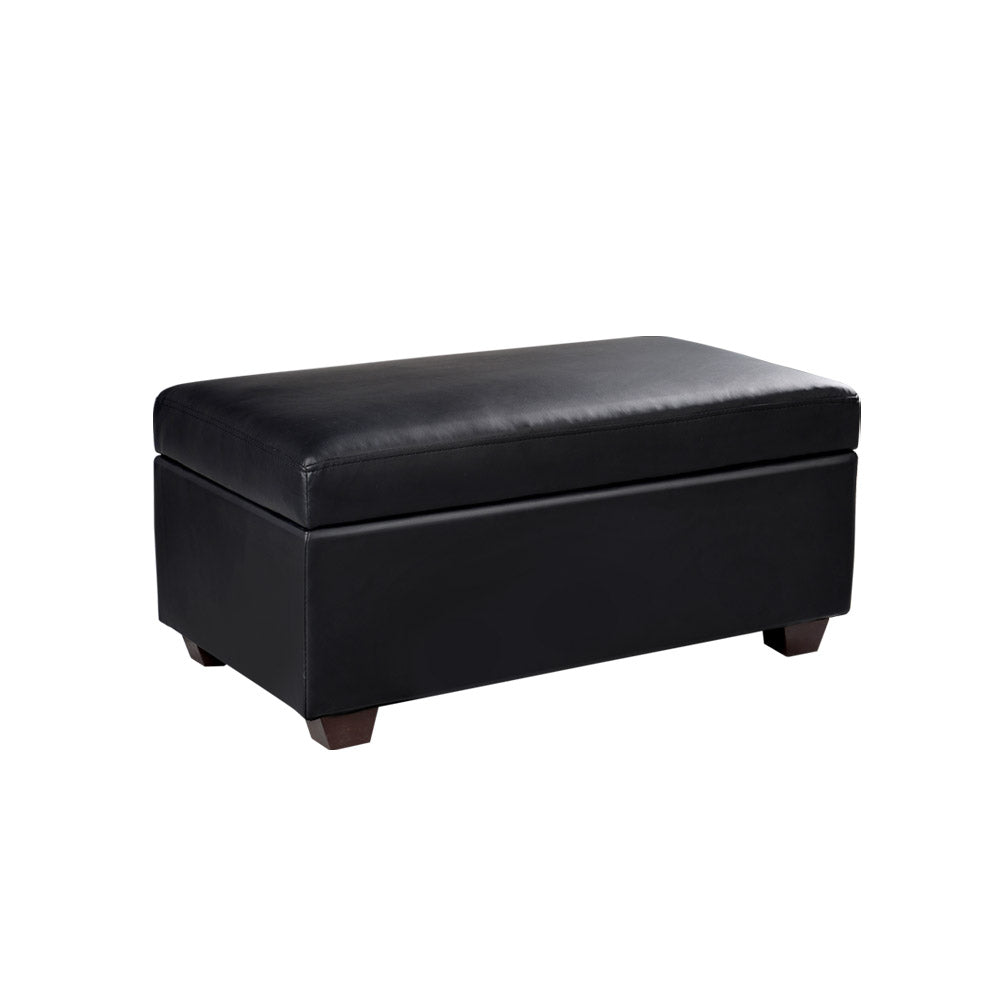 Artiss Faux PU Leather Storage Ottoman - Black - Newstart Furniture