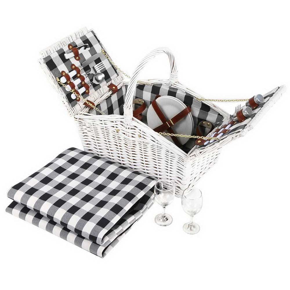 Alfresco 2 Person Picnic Basket Vintage Baskets Outdoor Insulated Blanket - Newstart Furniture