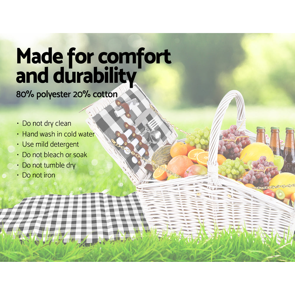 Alfresco 2 Person Picnic Basket Vintage Baskets Outdoor Insulated Blanket - Newstart Furniture