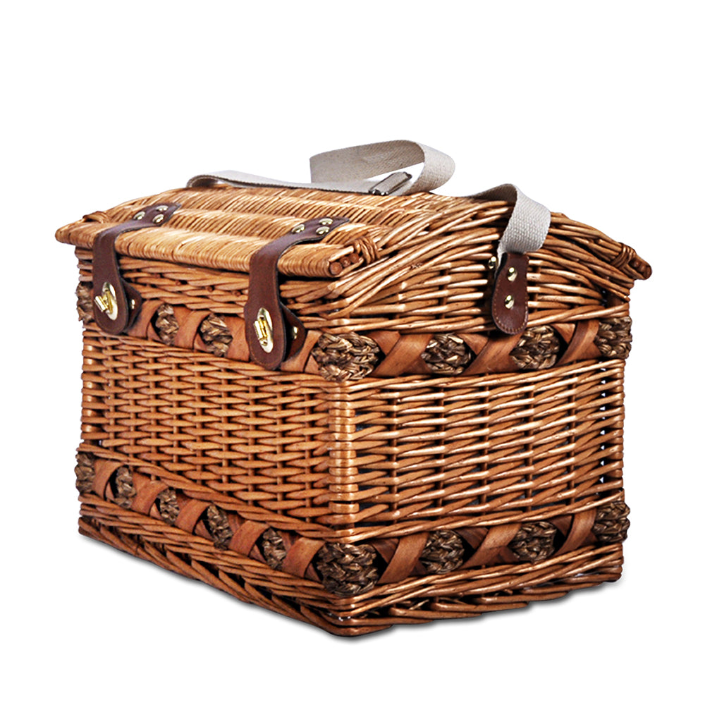 Alfresco 4 Person Picnic Basket Baskets Wicker Deluxe Outdoor Insulated Blanket - Newstart Furniture