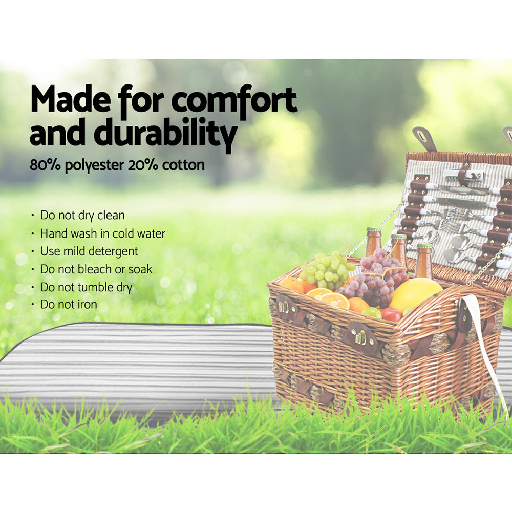 Alfresco 4 Person Picnic Basket Baskets Wicker Deluxe Outdoor Insulated Blanket - Newstart Furniture