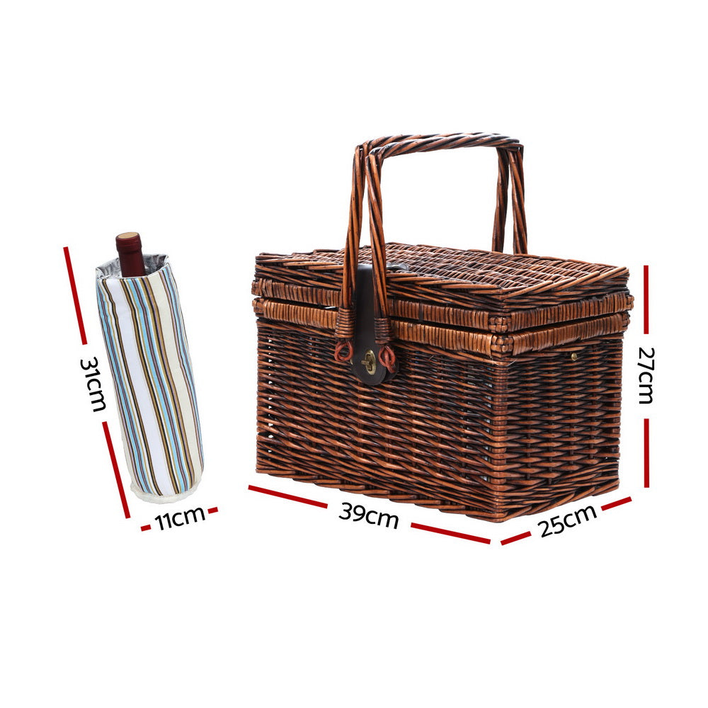 Alfresco 4 Person Picnic Basket Set Deluxe Folding Outdoor Insulated Liquor bag - Newstart Furniture