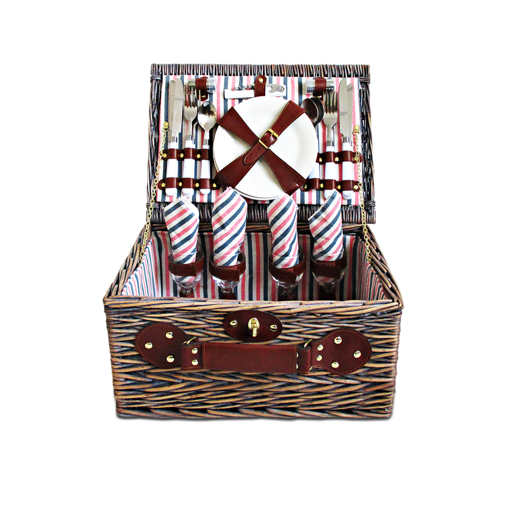 Alfresco 4 Person Picnic Basket Baskets Deluxe Outdoor Corporate Gift Blanket - Newstart Furniture