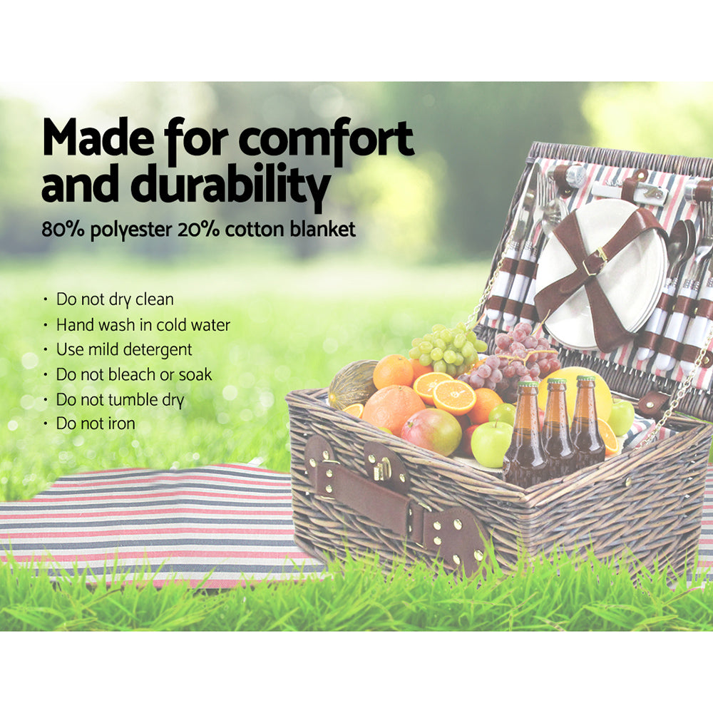 Alfresco 4 Person Picnic Basket Baskets Deluxe Outdoor Corporate Gift Blanket - Newstart Furniture