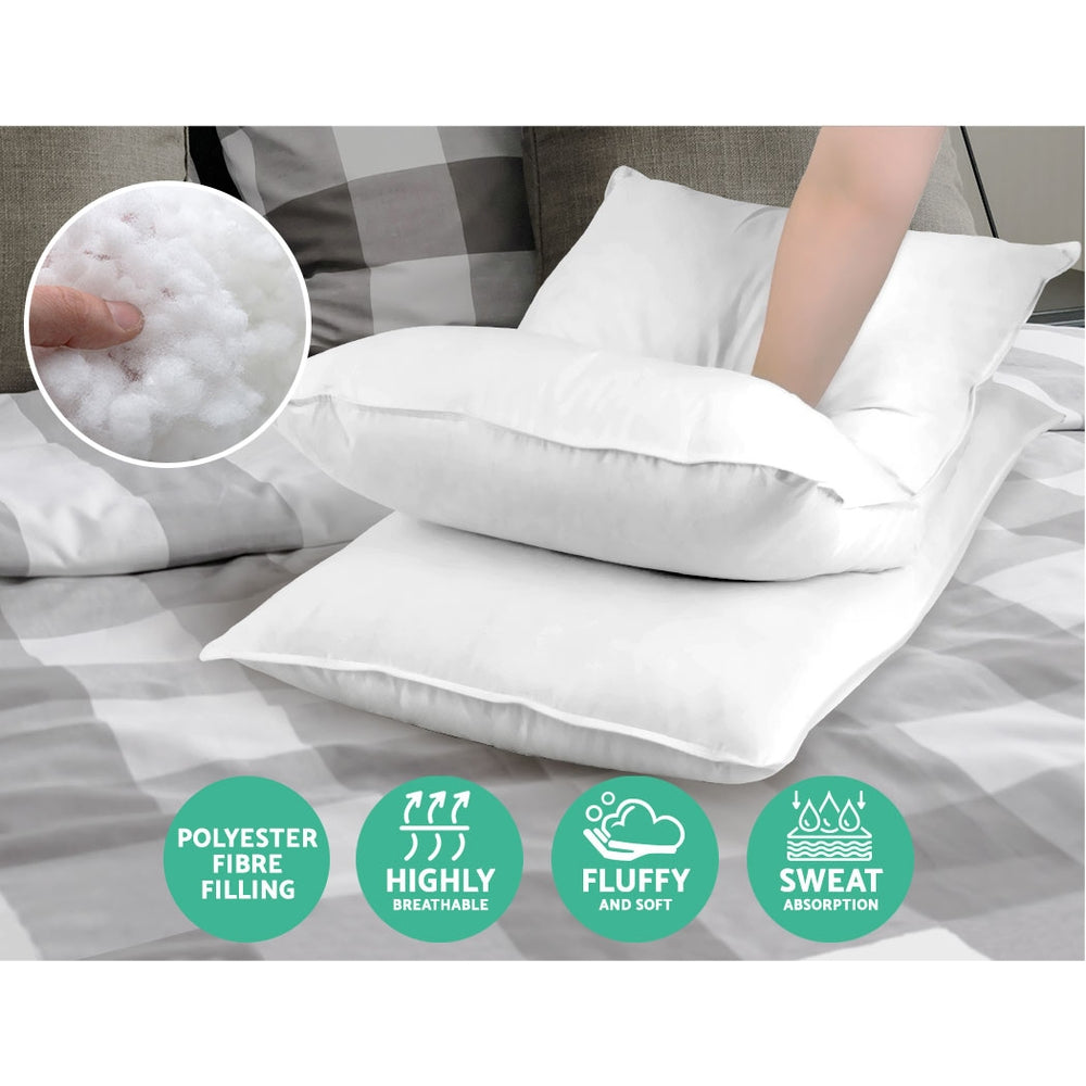 Giselle Bedding King Size 4 Pack Bed Pillow Medium*2 Firm*2 Microfibre Fiiling - Newstart Furniture