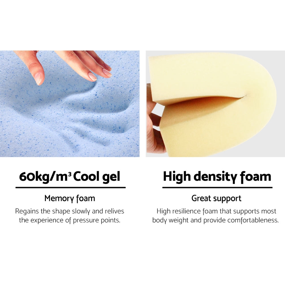 Giselle Bedding 2X Memory Foam Wedge Pillow Neck Back Support with Cover Waterproof Blue - Newstart Furniture