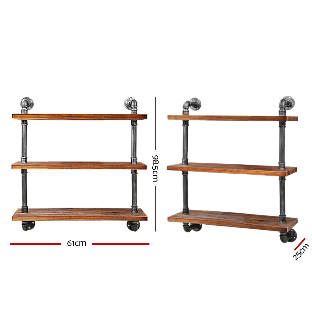 Artiss Display Shelves Wall Brackets Bookshelf Industrial DIY Pipe Shelf Rustic - Newstart Furniture