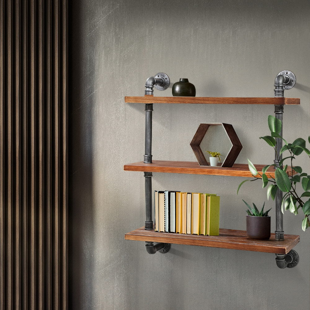 Artiss Display Shelves Wall Brackets Bookshelf Industrial DIY Pipe Shelf Rustic - Newstart Furniture