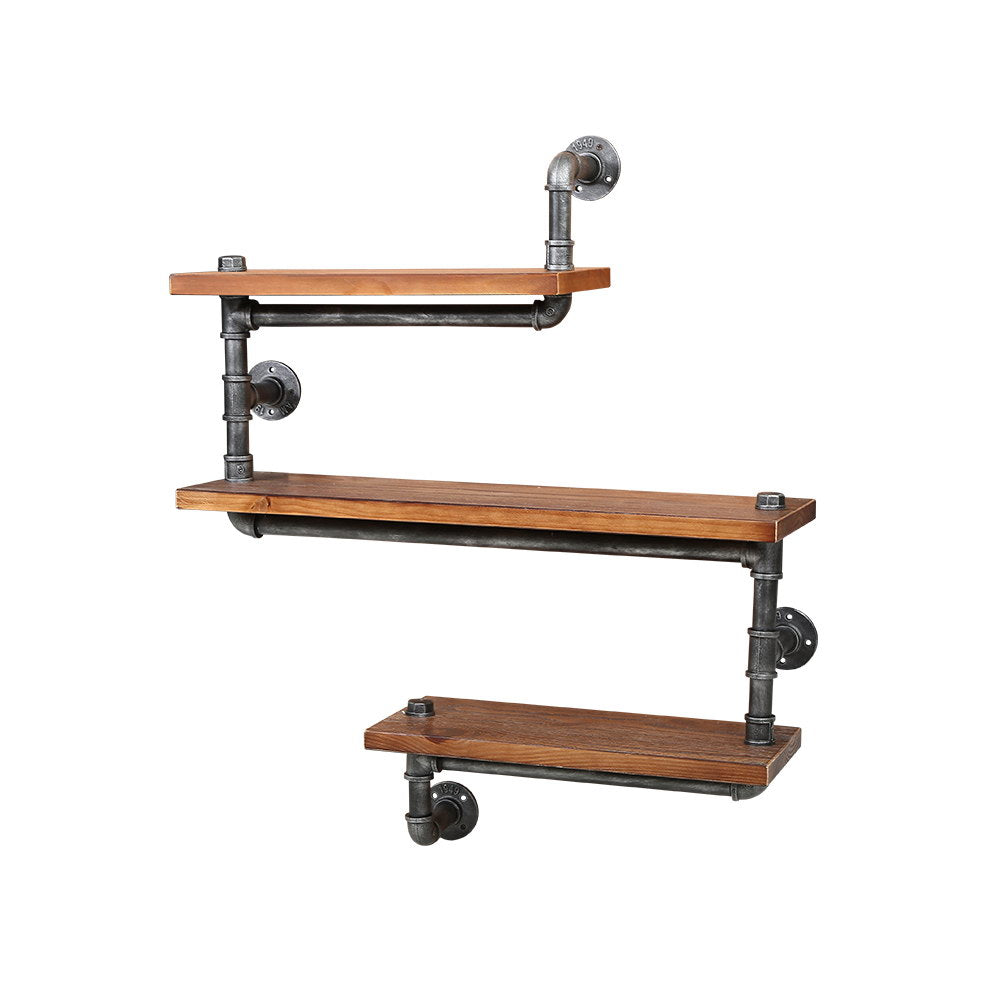 Artiss Display Shelves Rustic Bookshelf Industrial DIY Pipe Shelf Wall Brackets - Newstart Furniture