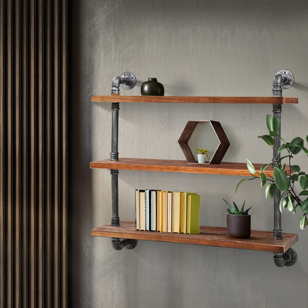 Artiss Display Wall Shelves Industrial DIY Pipe Shelf Brackets Rustic Bookshelf - Newstart Furniture