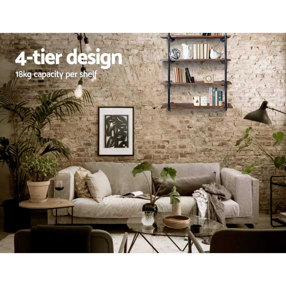 Artiss Wall Display Shelves Industrial Bookshelf DIY Pipe Shelf Rustic Brackets - Newstart Furniture