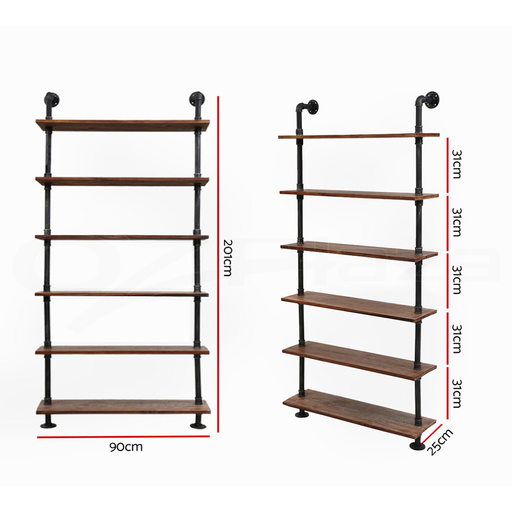 Artiss Wall Shelves Display Bookshelf Rustic Vintage DIY Pipe Shelf Brackets - Newstart Furniture