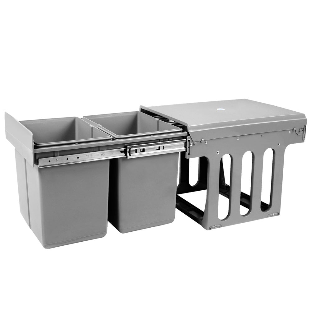 Cefito 2x15L Pull Out Bin - Grey - Newstart Furniture