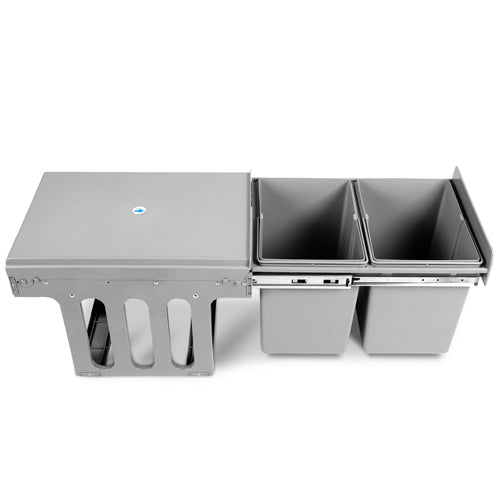 Cefito 2x15L Pull Out Bin - Grey - Newstart Furniture