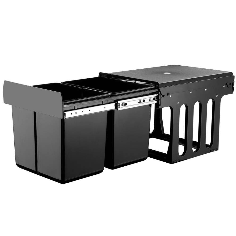 Cefito 2x15L Pull Out Bin - Black - Newstart Furniture