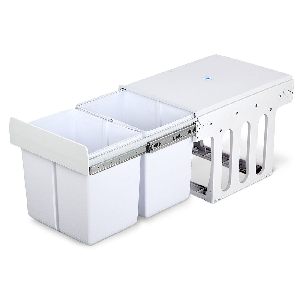 Cefito 2x15L Pull Out Bin - White - Newstart Furniture