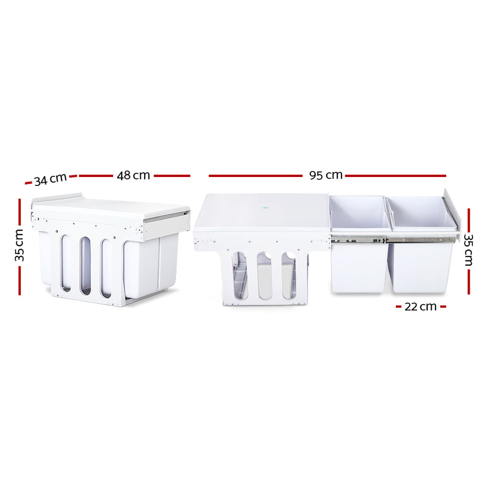 Cefito 2x15L Pull Out Bin - White - Newstart Furniture