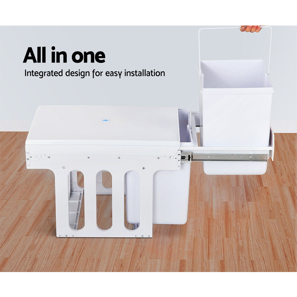 Cefito 2x15L Pull Out Bin - White - Newstart Furniture