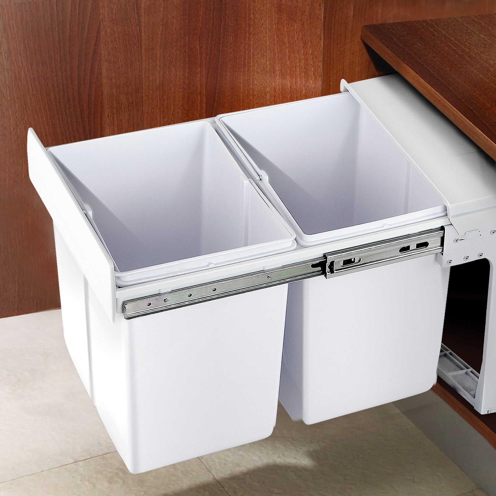 Cefito 2x15L Pull Out Bin - White - Newstart Furniture