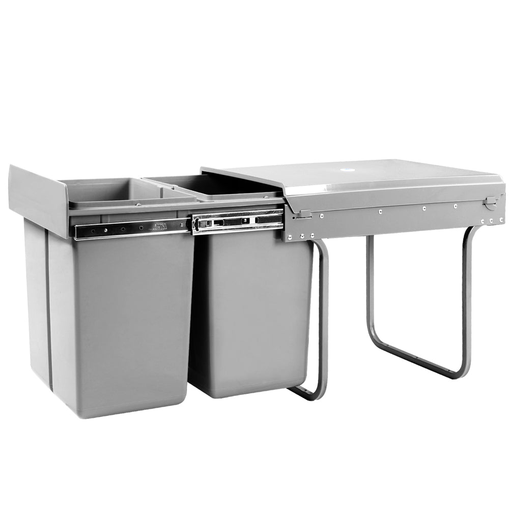 Cefito 2x20L Pull Out Bin - Grey - Newstart Furniture