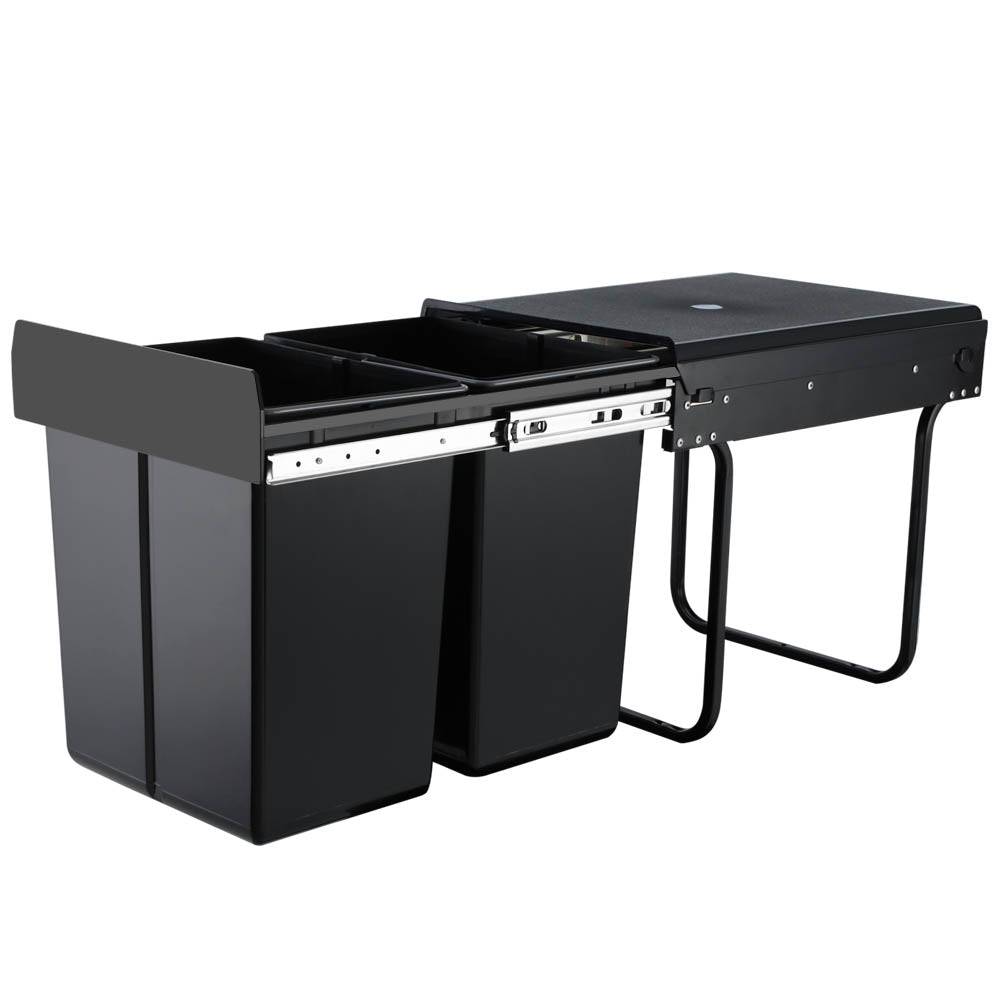 Cefito 2x20L Pull Out Bin - Black - Newstart Furniture