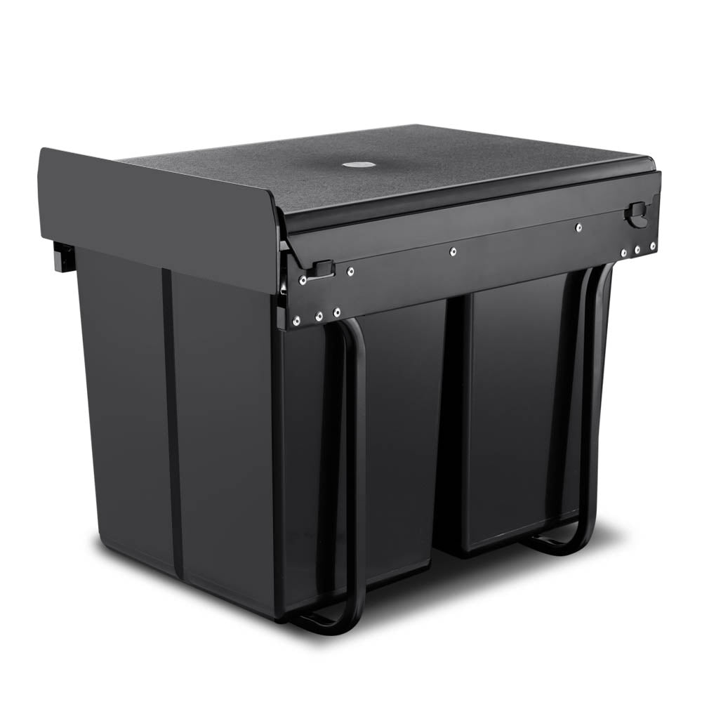 Cefito 2x20L Pull Out Bin - Black - Newstart Furniture