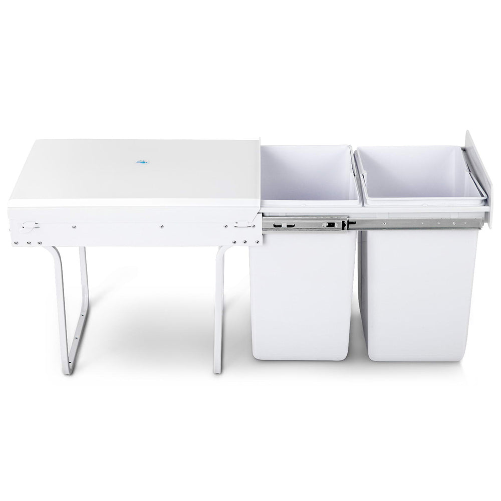 Cefito 2x20L Pull Out Bin - White - Newstart Furniture