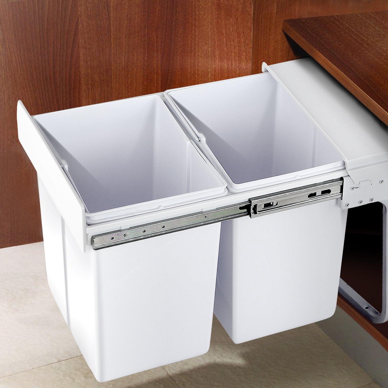 Cefito 2x20L Pull Out Bin - White - Newstart Furniture