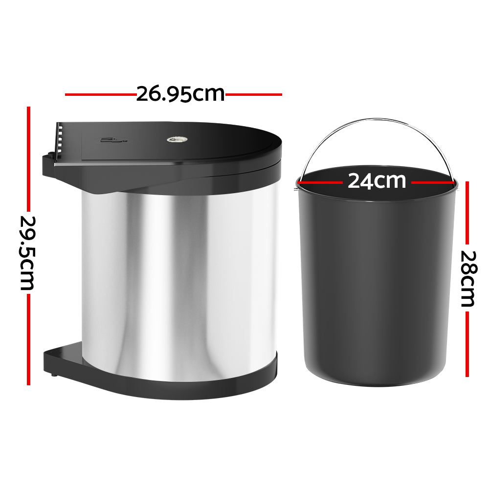 Cefito Kitchen Swing Out Pull Out Bin Stainless Steel Garbage Rubbish Can 12L - Newstart Furniture