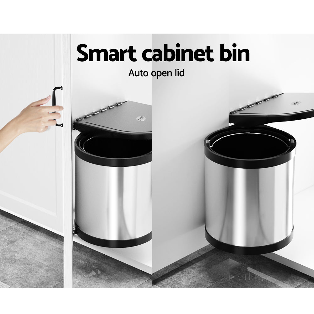 Cefito Kitchen Swing Out Pull Out Bin Stainless Steel Garbage Rubbish Can 12L - Newstart Furniture