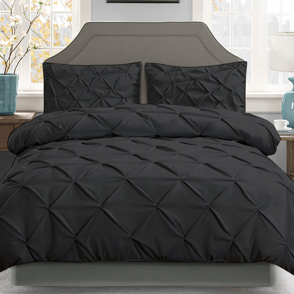 Giselle Bedding King Size Quilt Cover Set - Black - Newstart Furniture