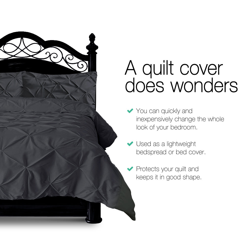 Giselle Bedding Queen Size Quilt Cover Set - Black - Newstart Furniture