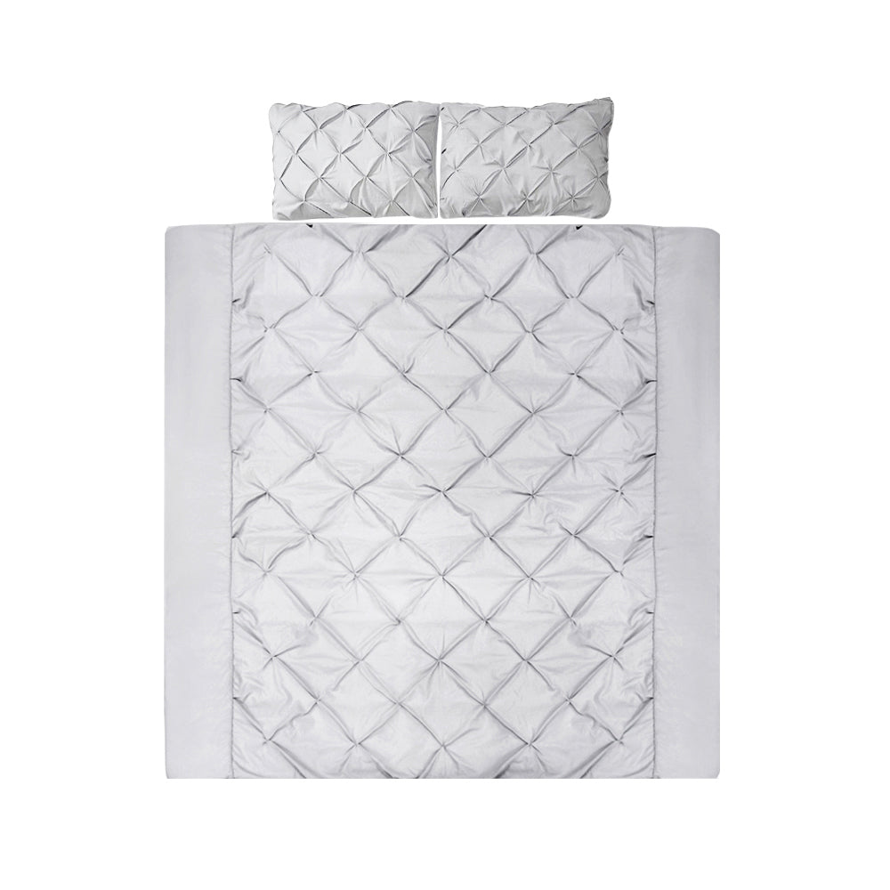 Giselle Grey Diamond Pintuck Super King Quilt Cover Set