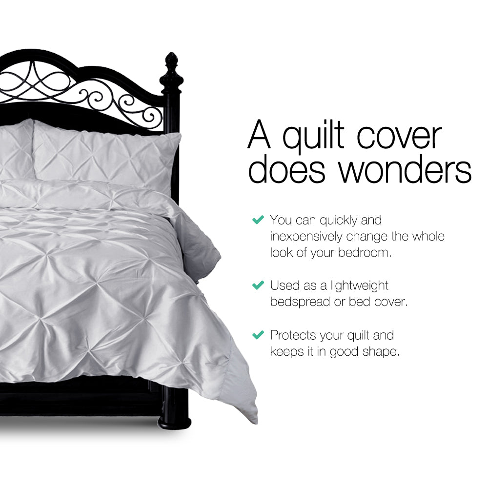 Giselle Grey Diamond Pintuck Super King Quilt Cover Set