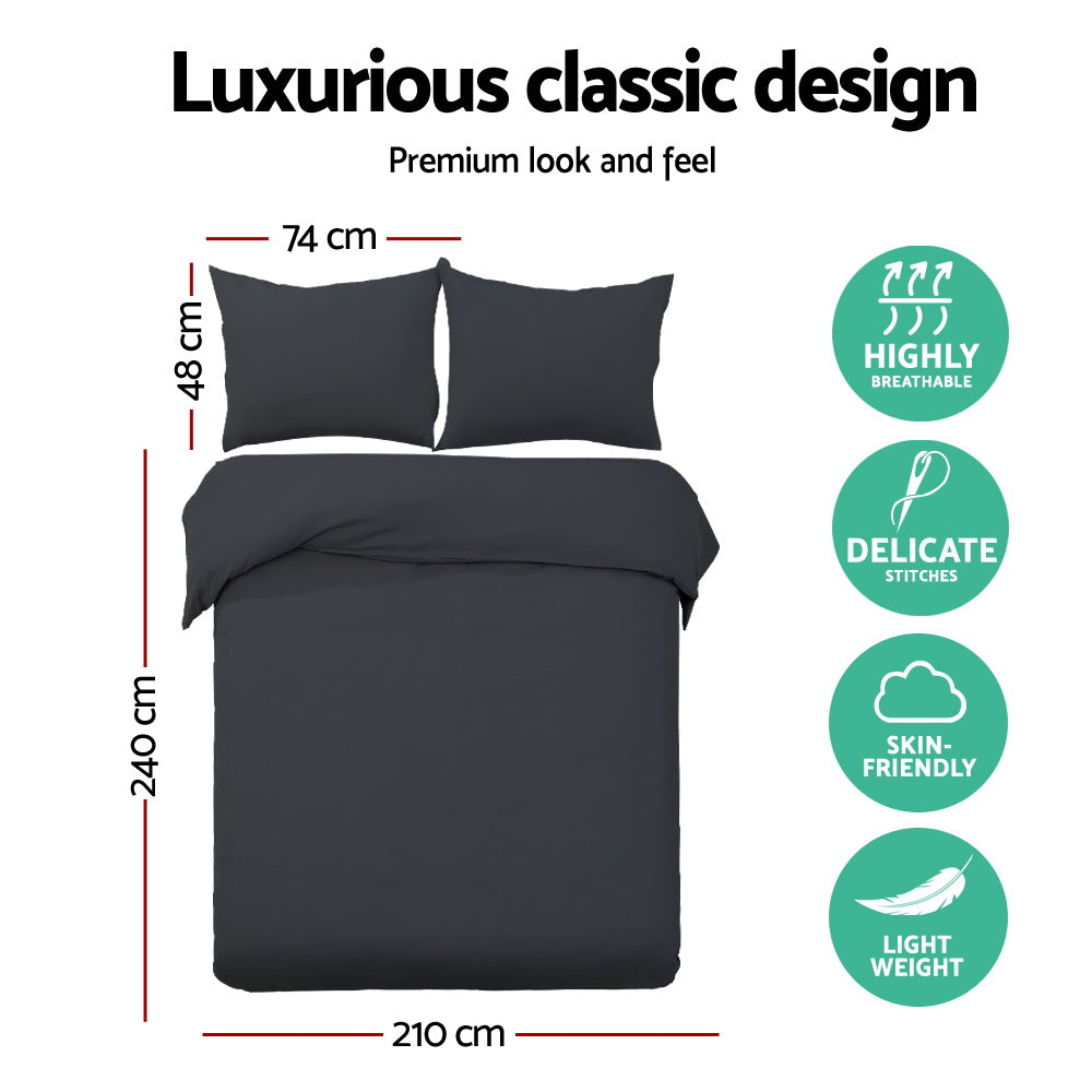 Giselle Bedding King Quilt Cover Set | Classic Black 3 Piece