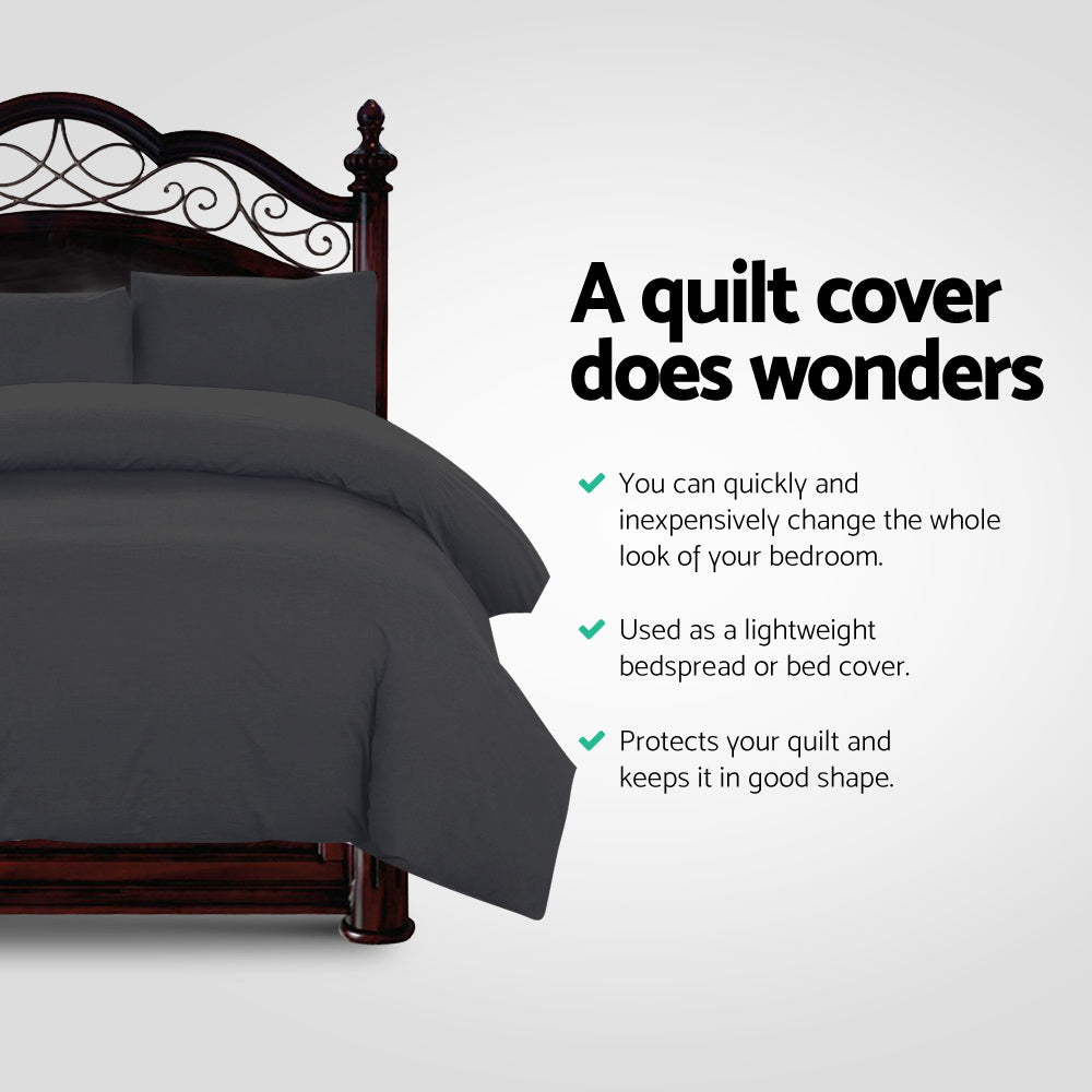 Giselle Bedding King Quilt Cover Set | Classic Black 3 Piece