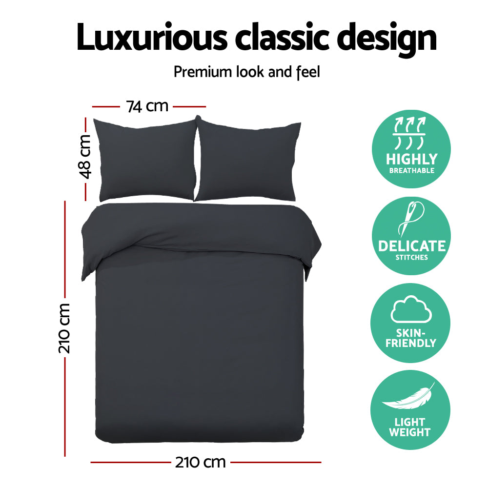 Giselle Bedding Black Queen Quilt Cover Set | 3 Piece