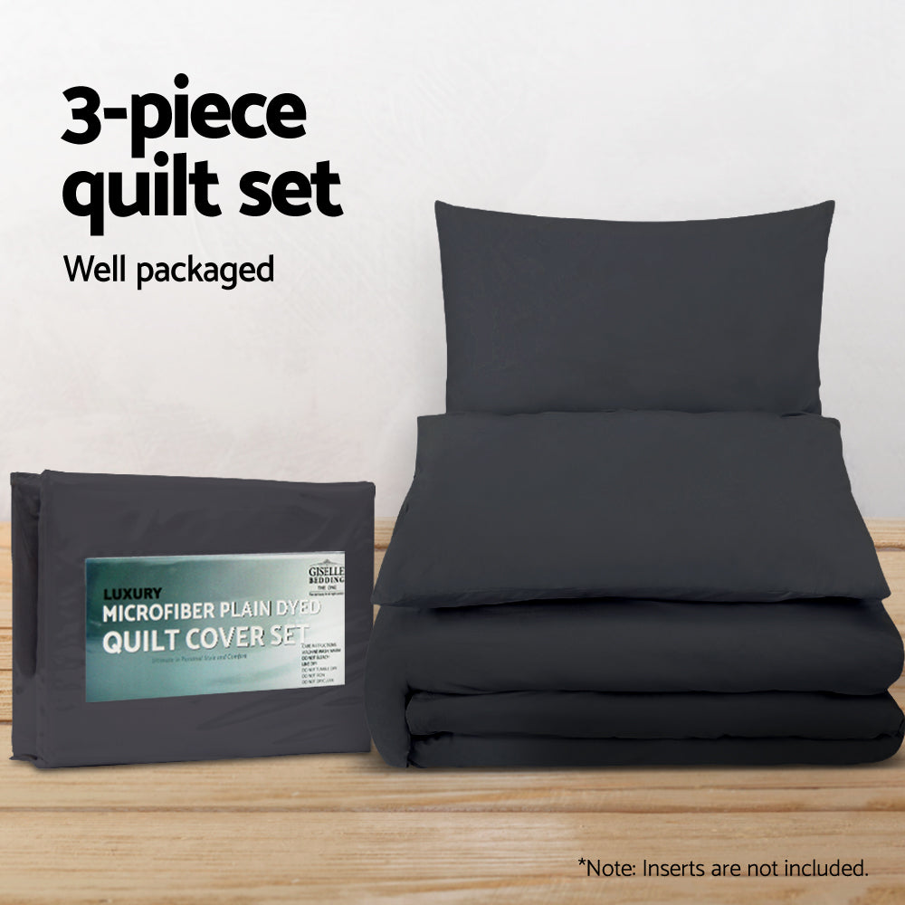 Giselle Bedding Black Queen Quilt Cover Set | 3 Piece