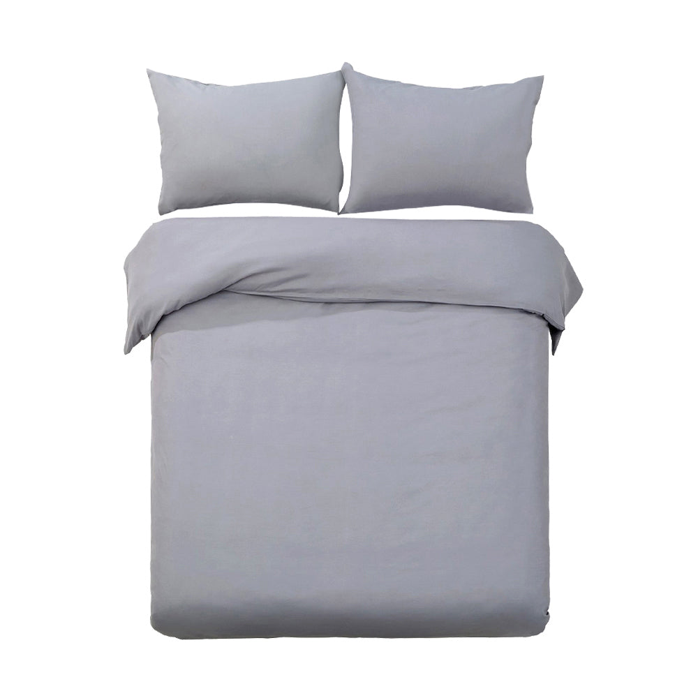 Giselle Bedding Queen 3 Piece Grey Quilt Cover Set