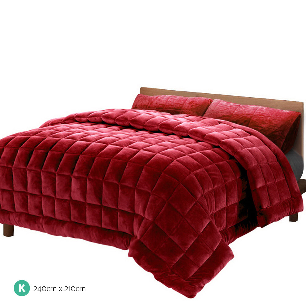 Giselle Bedding Faux Mink Quilt King Size Burgundy - Newstart Furniture