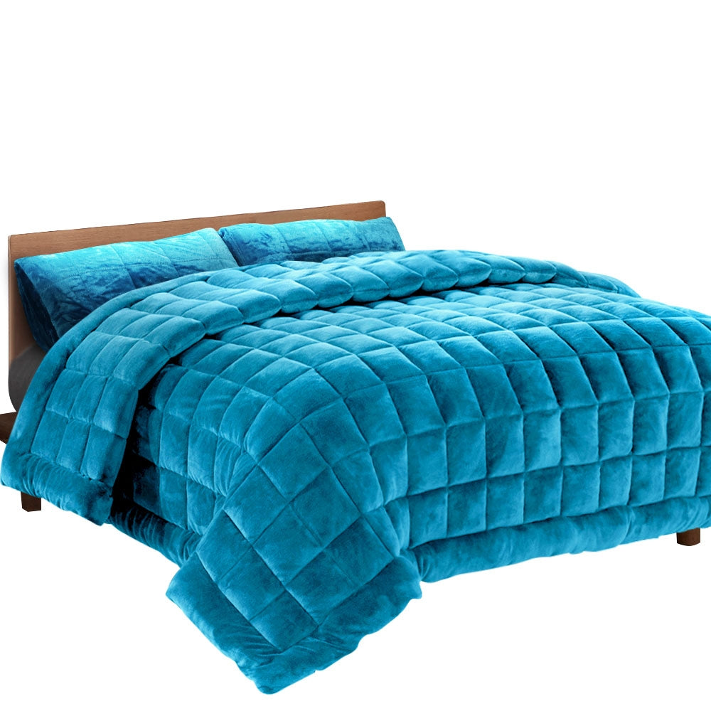 Giselle Bedding Faux Mink Quilt King Size Teal - Newstart Furniture