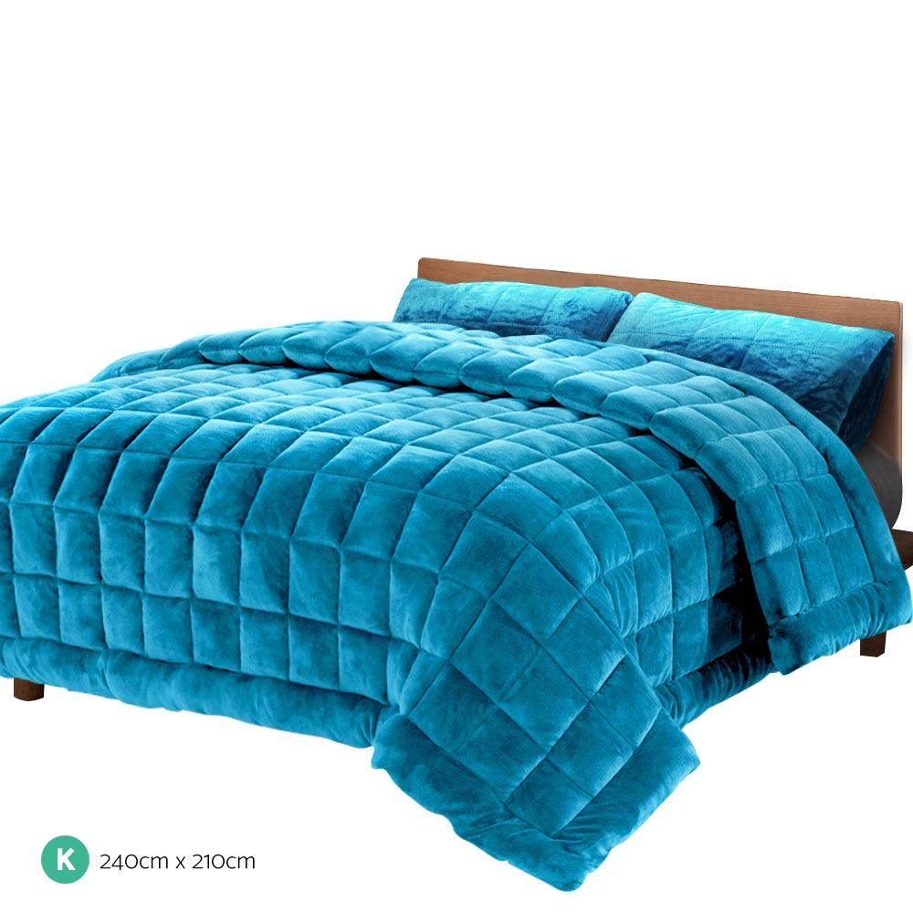 Giselle Bedding Faux Mink Quilt King Size Teal - Newstart Furniture