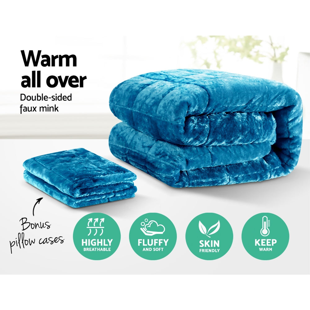 Giselle Bedding Faux Mink Quilt King Size Teal - Newstart Furniture