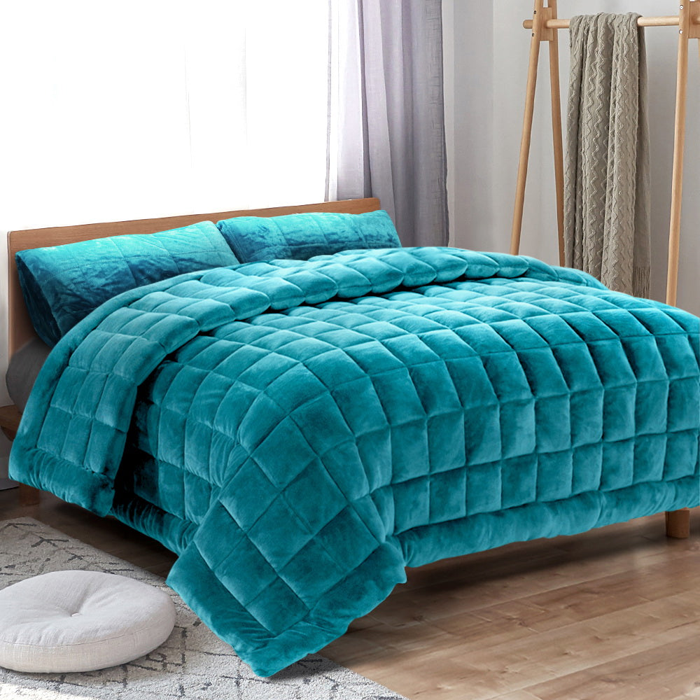 Giselle Bedding Faux Mink Quilt King Size Teal - Newstart Furniture