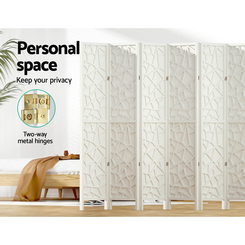 Artiss Clover Room Divider Screen Privacy Wood Dividers Stand 8 Panel White - Newstart Furniture