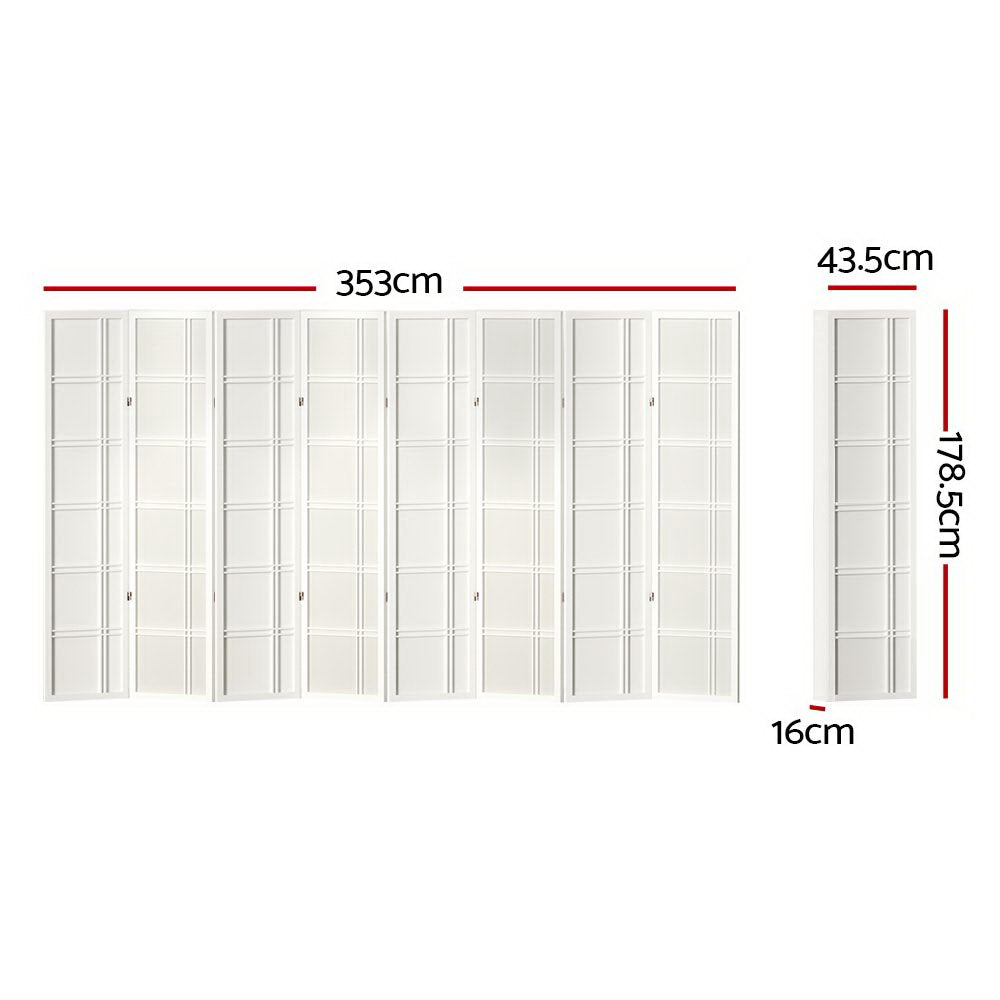 Artiss Room Divider Screen Privacy Wood Dividers Stand 8 Panel Nova White - Newstart Furniture